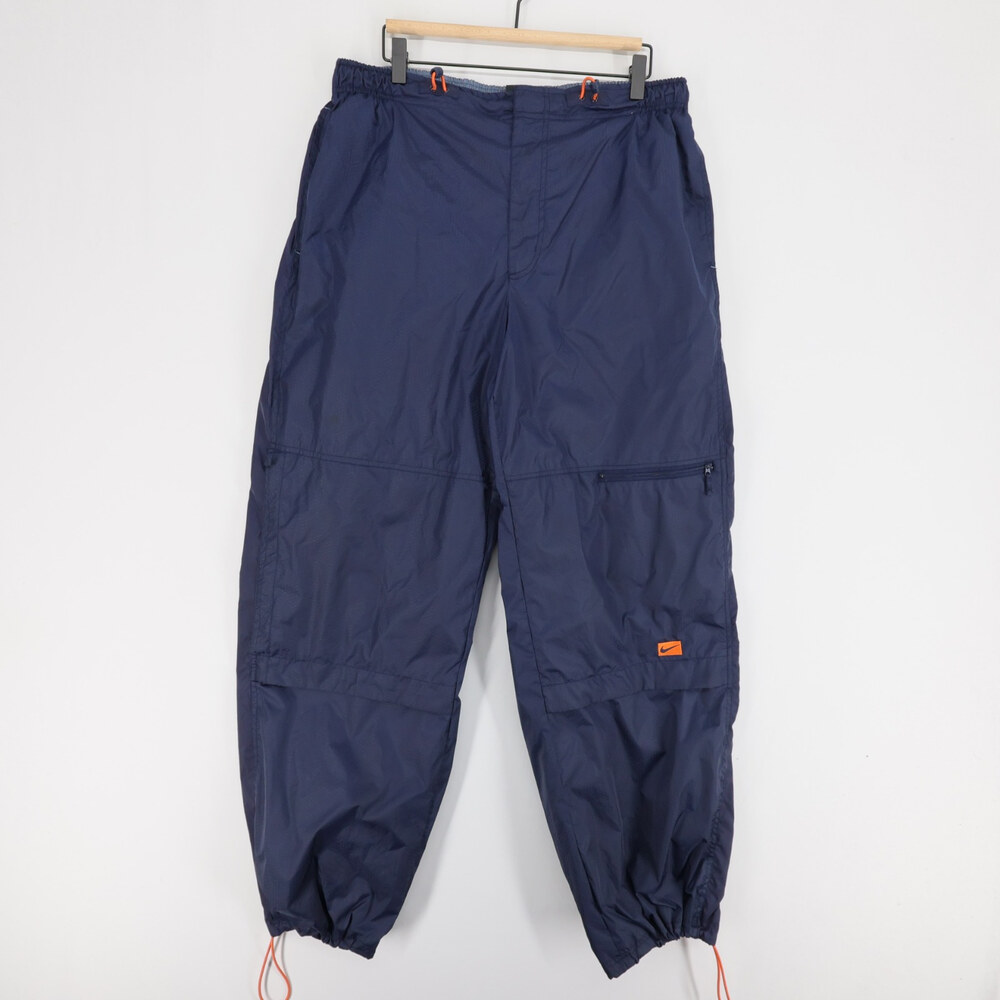 Vintage Nike Track Pant Mens XL Blue Ripstop Drawstring Cinch Hem Mesh Lined Y2K